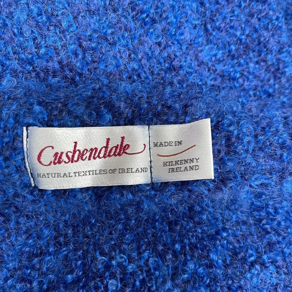 Cusbendale Women's Shawl Sweater Blue Mohair‎ Wool Blend Made in Ireland